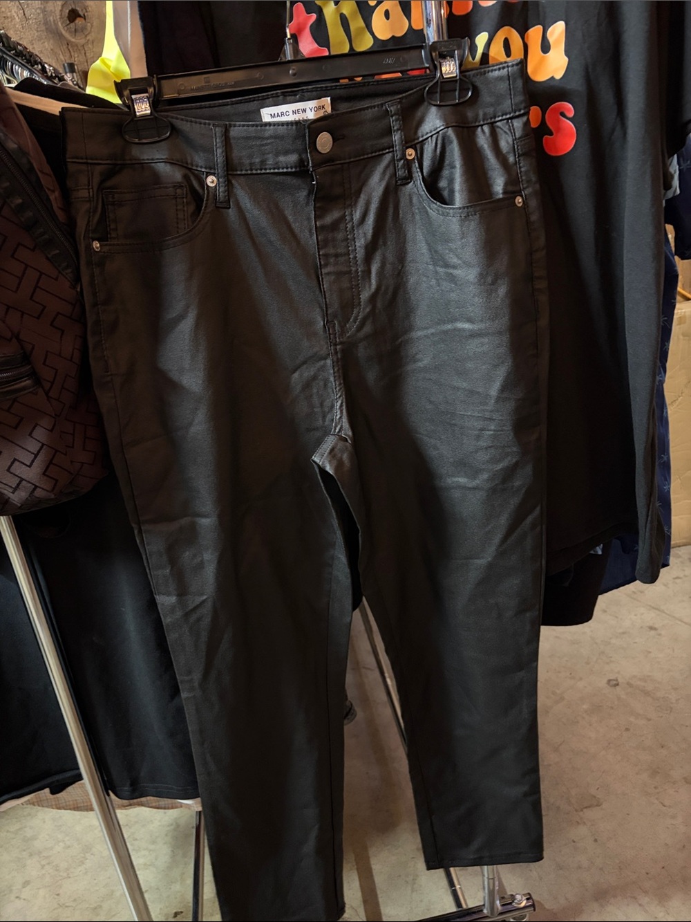 Marc New York Black Coated Skinny Pants - Slim Fit